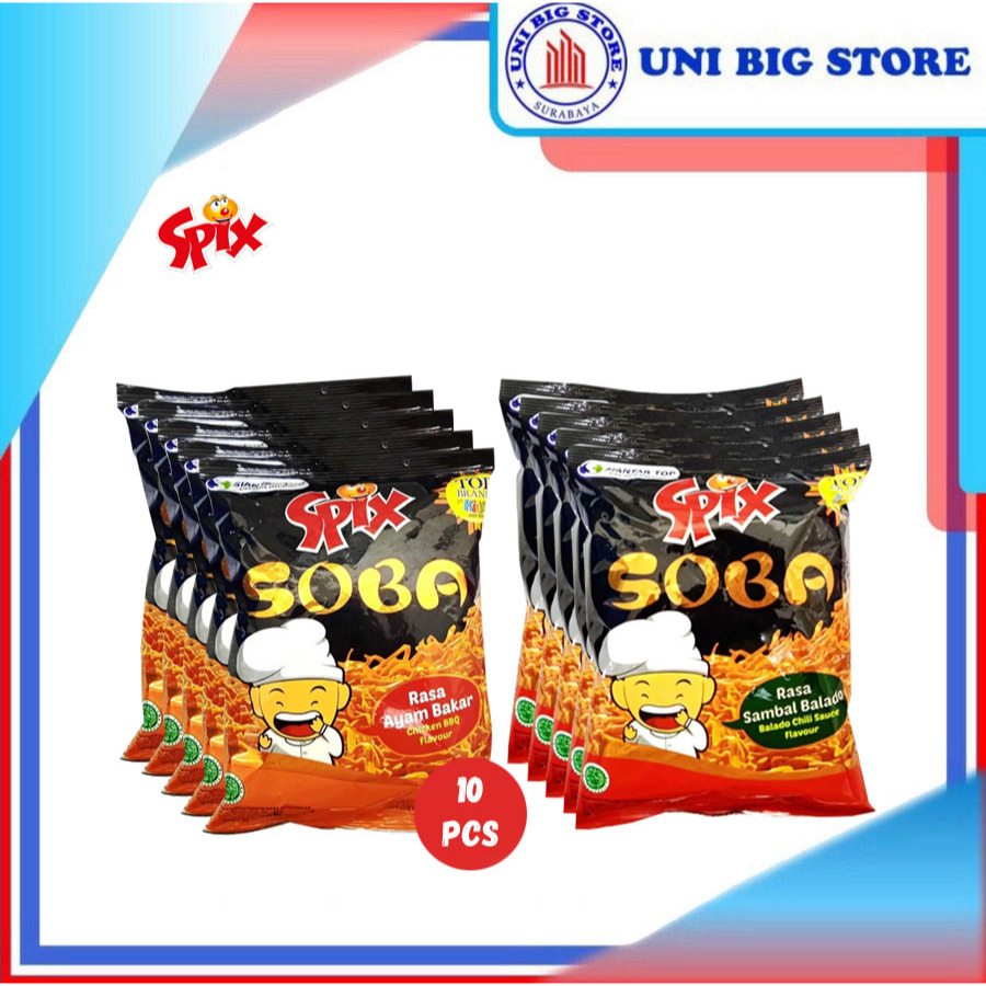 

Spix Mie Soba Ayam Bakar | Sambal Balado 21 gr x 10 sachet Snack Mi