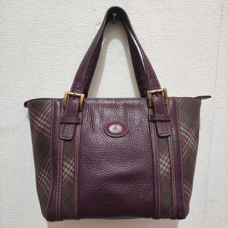 Preloved Tas Wanita Hand bag BEAN POLE Ungu Motif