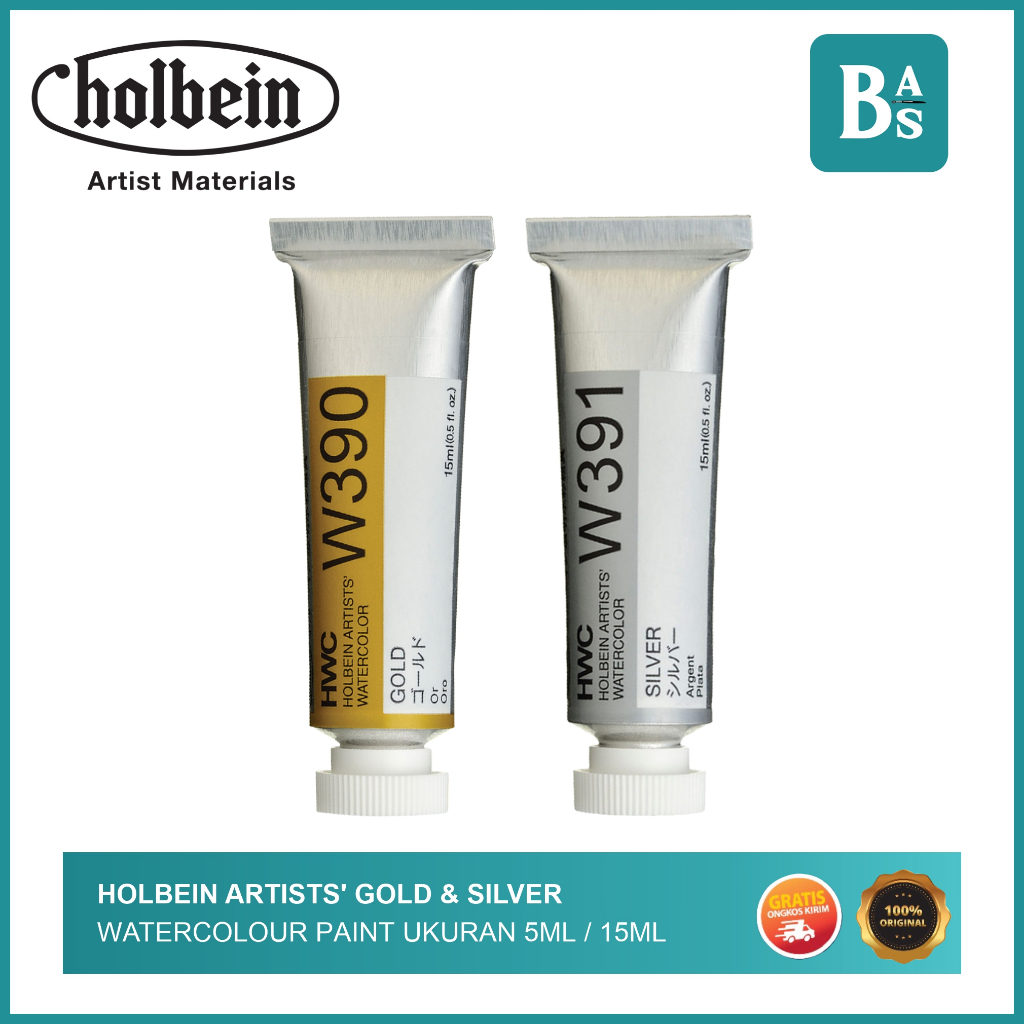 

Holbein Artists' GOLD & SILVER Watercolour Paint Ukuran 5ml / 15ml 100% Original Peralatan Melukis Terlaris dari BAS Bali Art Supplies Jakarta