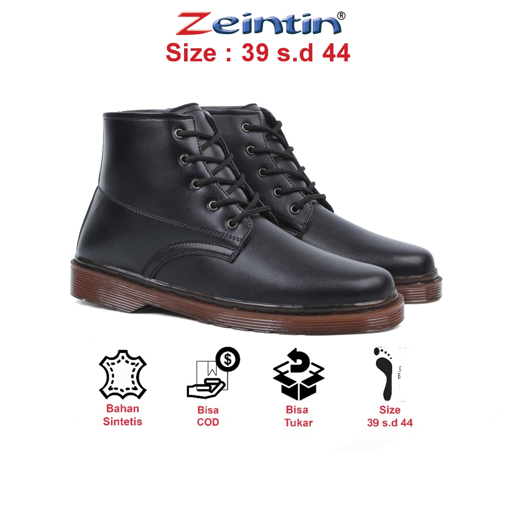 Zeintin - Sepatu Boots Pria Kulit Sintetis Hitam Sepatu Docmart Pria Boots Pria BJ