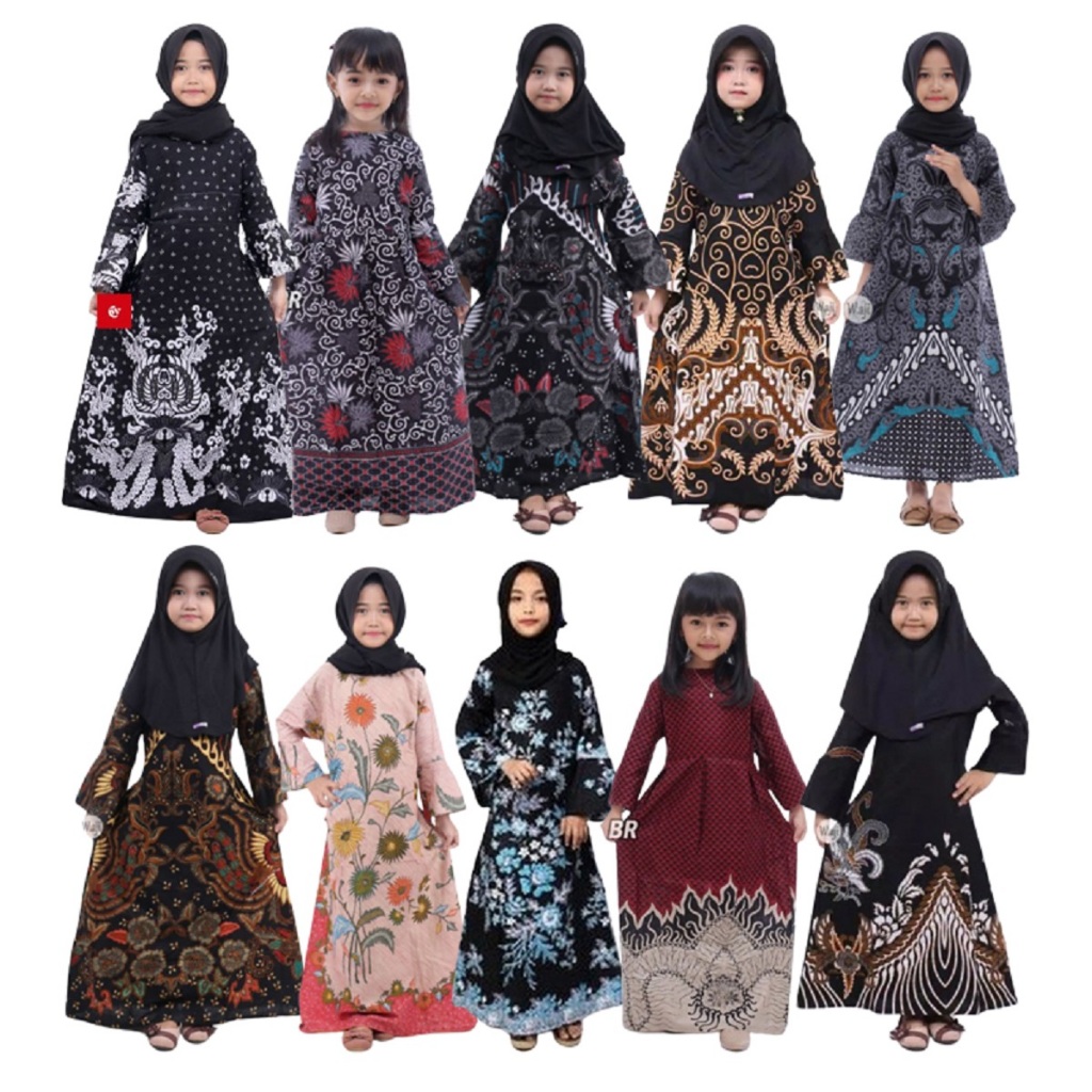 Gamis Batik Anak Perempuan Umur 2 Sampai 12 Tahun Katun Baju Muslim Syari Anak Cewek