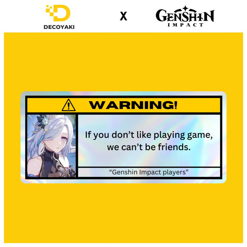 

Sticker Warning Hologram Shenhe Genshin Impact, Stiker Warning Genshin Impact