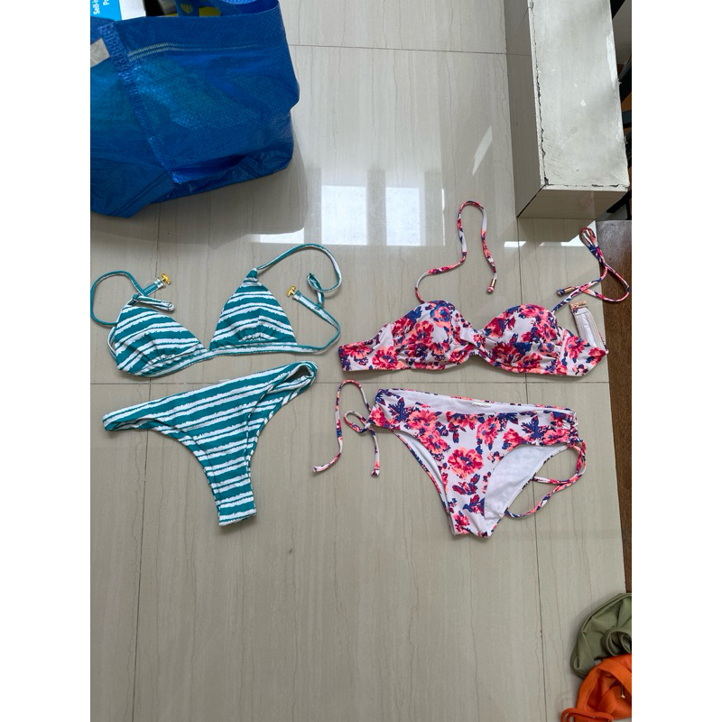 PRELOVED bikini set green / pink