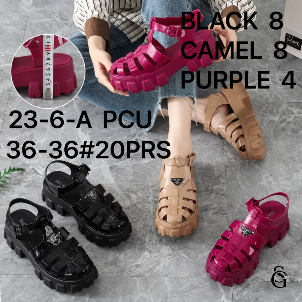 Sepatu Sandal Wanita Hak Gerigi Karet Balance / 23-6-AB