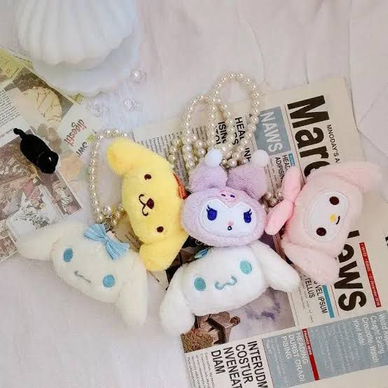 [GH] SANRIO PEARL KEYCHAIN - Keychain Fluffy Cinnamoroll Pompompurin My Melody Goms Home Miniso KKV