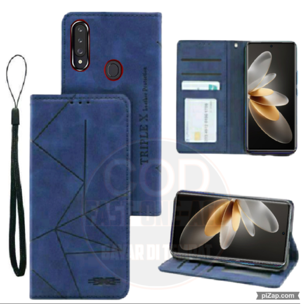 CASE HP SAMSUNG A20S - CASING DOMPET MOTIF -FLIP COVER LEATHER-SARUNG HP