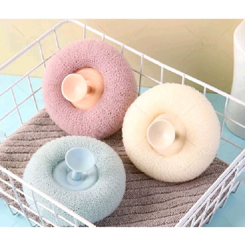 LC - spons mandi bulat lucu lembut premium / pembersih kotoran dan daki daki di badan