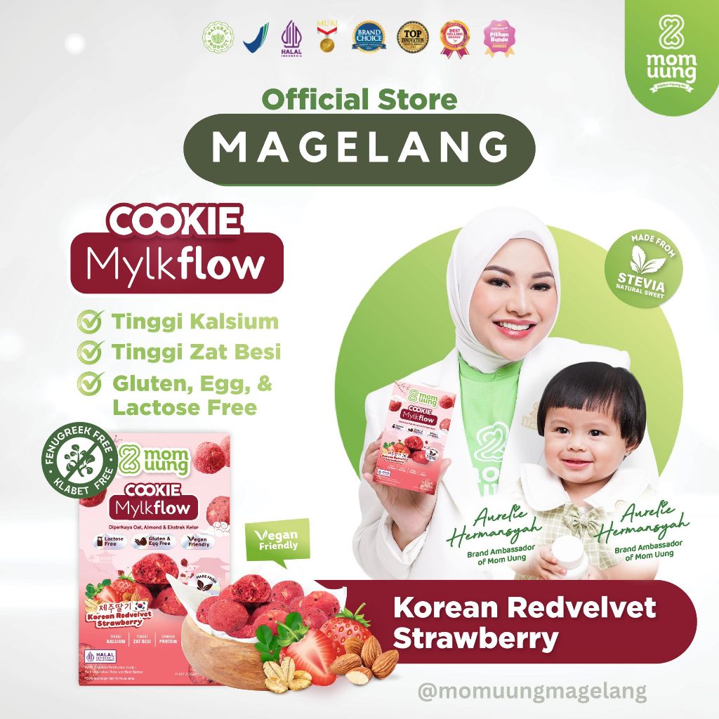 

MOM UUNG NEW COOKIE MYLKFLOW KOREAN REDVELVET STRAWBERRY / COOKIE SEHAT / VEGAN FRIENDLY MOM UUNG MAGELANG