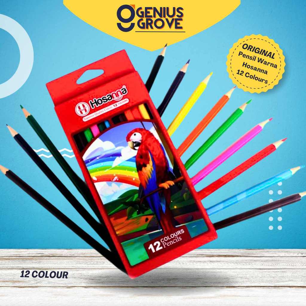 

[Genius Grove] Pensil Warna HOSANNA Panjang 12Warna / Pensil Warna Hosanna