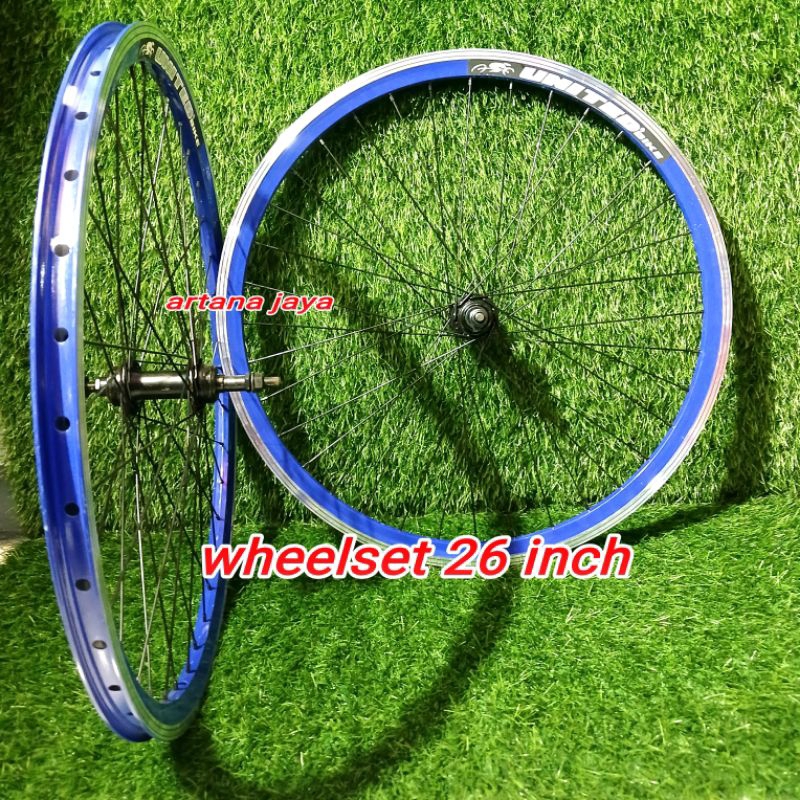 wheelset 26 atau velg sepeda 26in / wheelset 26in fullset siap pakai depan belakang sudah dirakit da