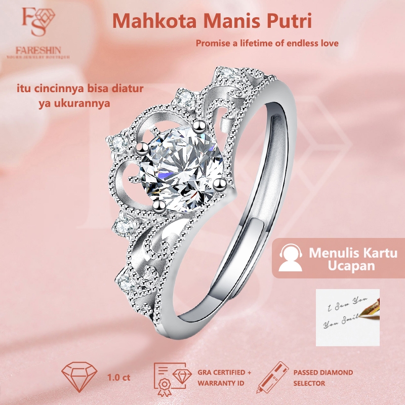 Cincin Perak Asli Tunangan Moissanite Fareshin Jewellery GRA Certificate