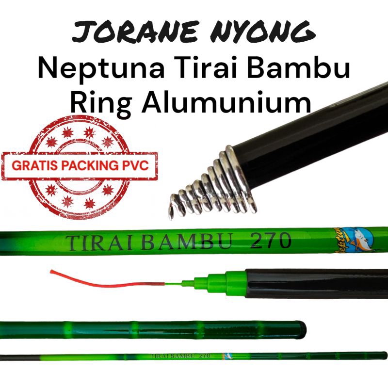 Joran Tegek Neptuna Tirai Bambu Ring Alumunium (ring wd) + Sungu / Tanduk Alumunium (Top wd)