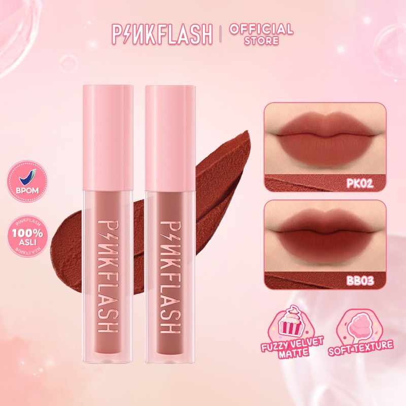 PINKFLASH PinkSweetie Fuzzy-Soft Velvet Matte Lip Clay Lipstik Lightweight High Pigment Lip Mud For 