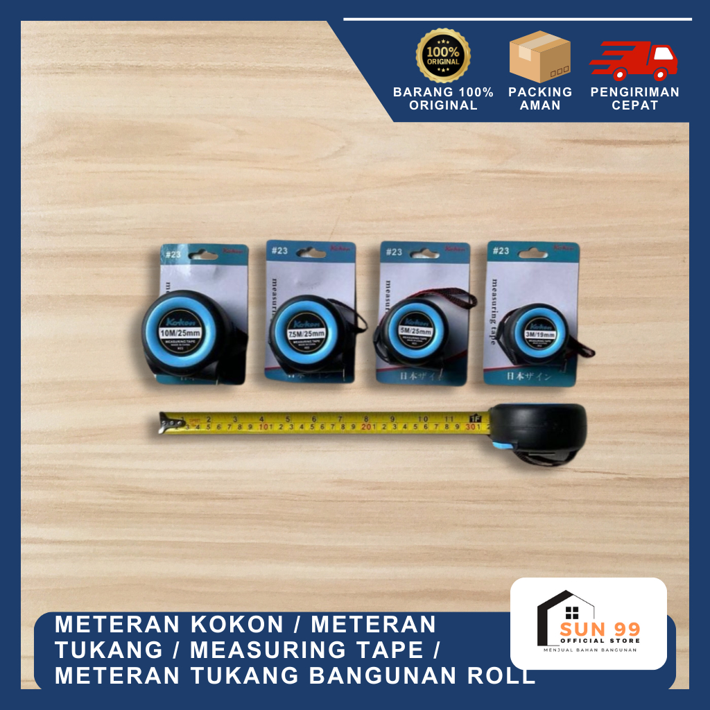 Meteran KOKON / Meteran Tukang / Measuring Tape / Meteran Tukang BAngunan Roll 3 , 5 , 7.5 , 10 M