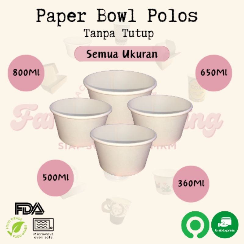 Paper Bowl Polos | Mangkok Kertas | Mangkok Kertas Bakso Prasmanan