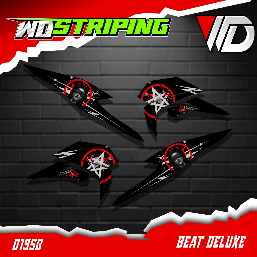 01958 Striping motor beat deluxe sticker list variasi lady santanic stiker satu set kanan kiri