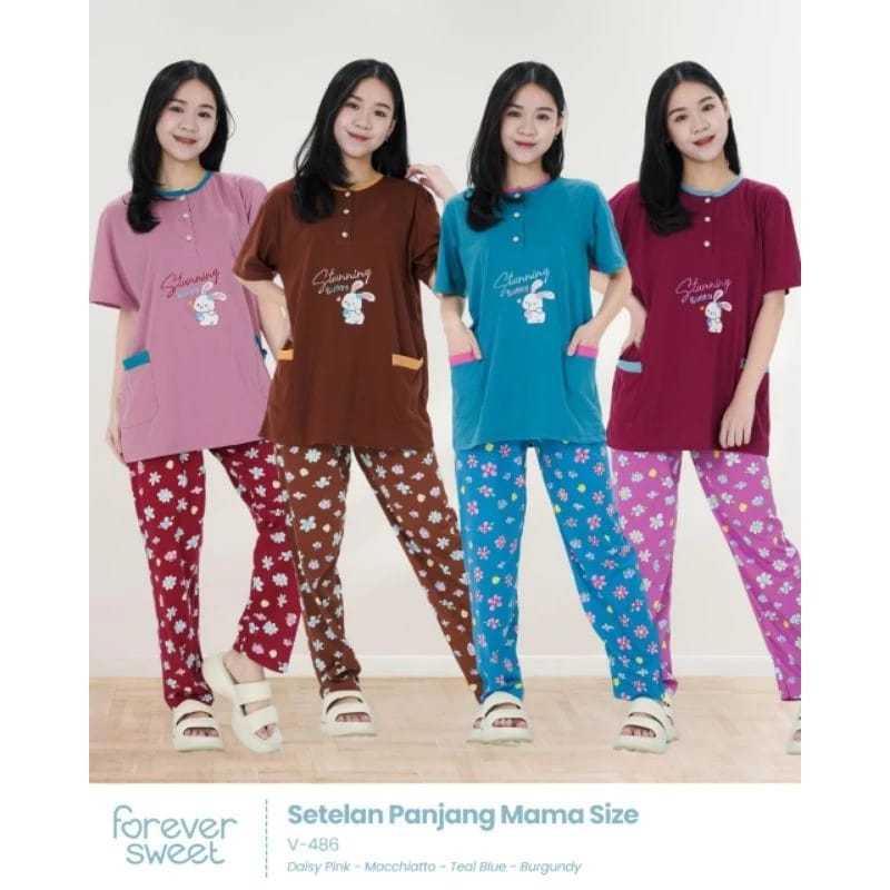 DP016 Setelan CP Mamasize Merek Forever Sweet Grosir Baju Tidur Piyama Wanita dewasa terbaru bahan K