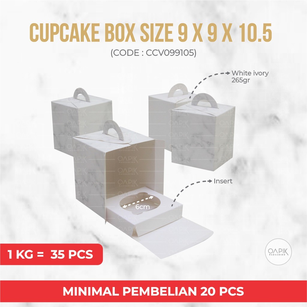 

CUPCAKE BOX 9x9x10.5, Kemasan Makanan, Packaging Makanan, Dus Cupcake