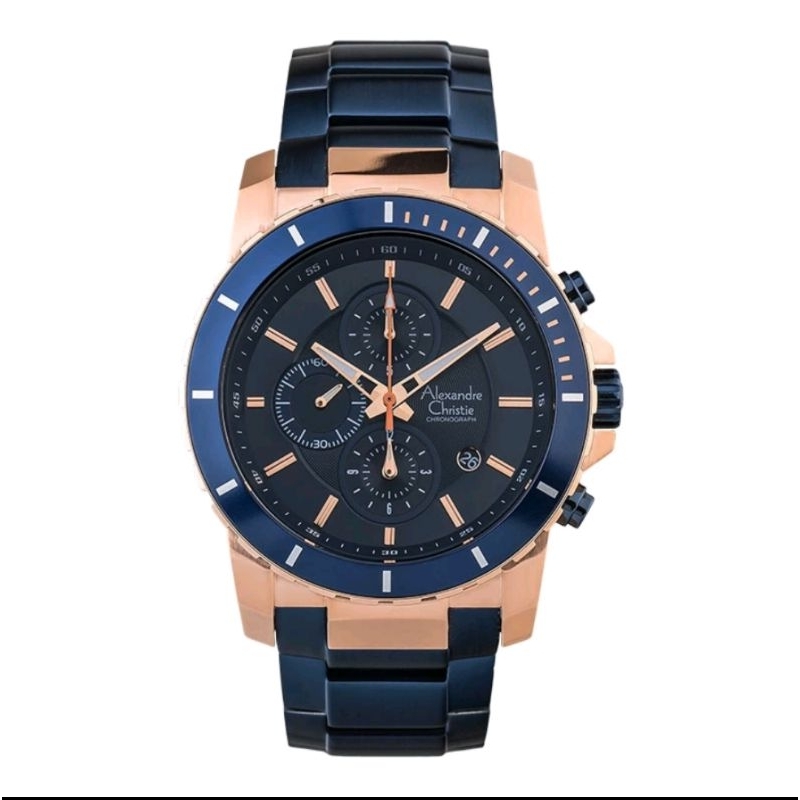 Alexander Christie AC 6141 AC6141 Jam Tangan Pria Chronograph MC Men Blue Stainless Original Garansi
