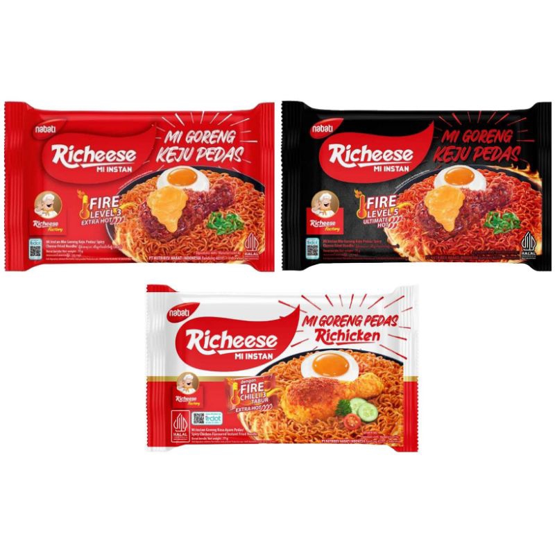 Richeese Mi Goreng ramen Keju Fire Level 3 5 pedas richiken