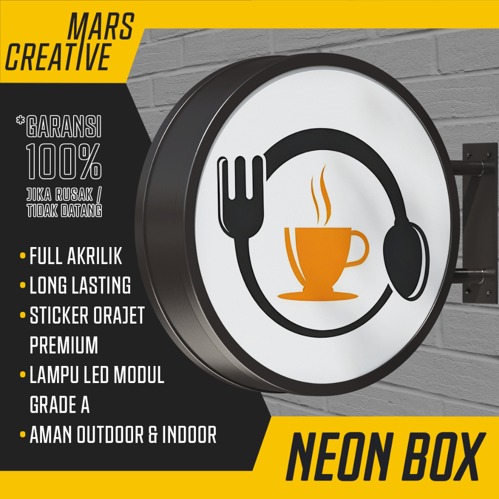 Neon Box 80 X 80 cm Bentuk Bulat/Kotak, Oval, Persegi Panjang Bebas Custom Bentuk dan Design Bahan F