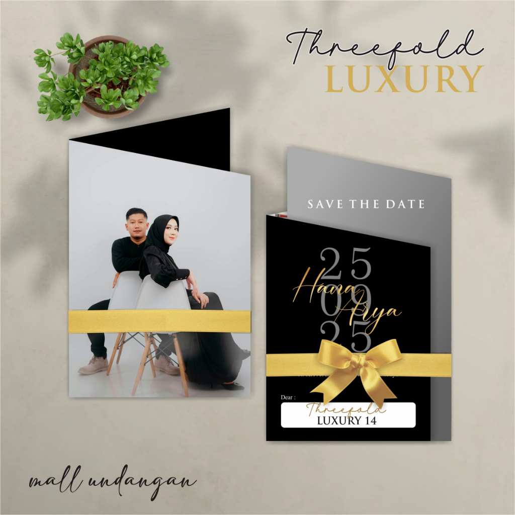 CETAK UNDANGAN NIKAH GLOSSY PREMIUM - UNDANGAN PERNIKAHAN AESTHETIC THREEFOLD LUXURY INVITATION