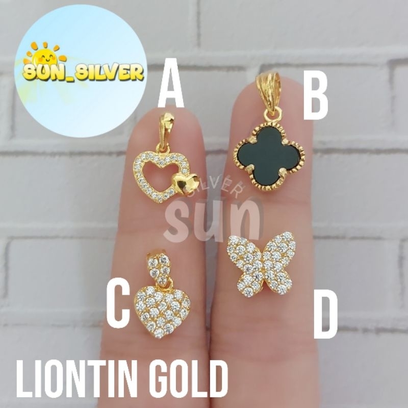 Liontin perak 925 lapis mas kuning liontin clover, liontin kupu LG 5