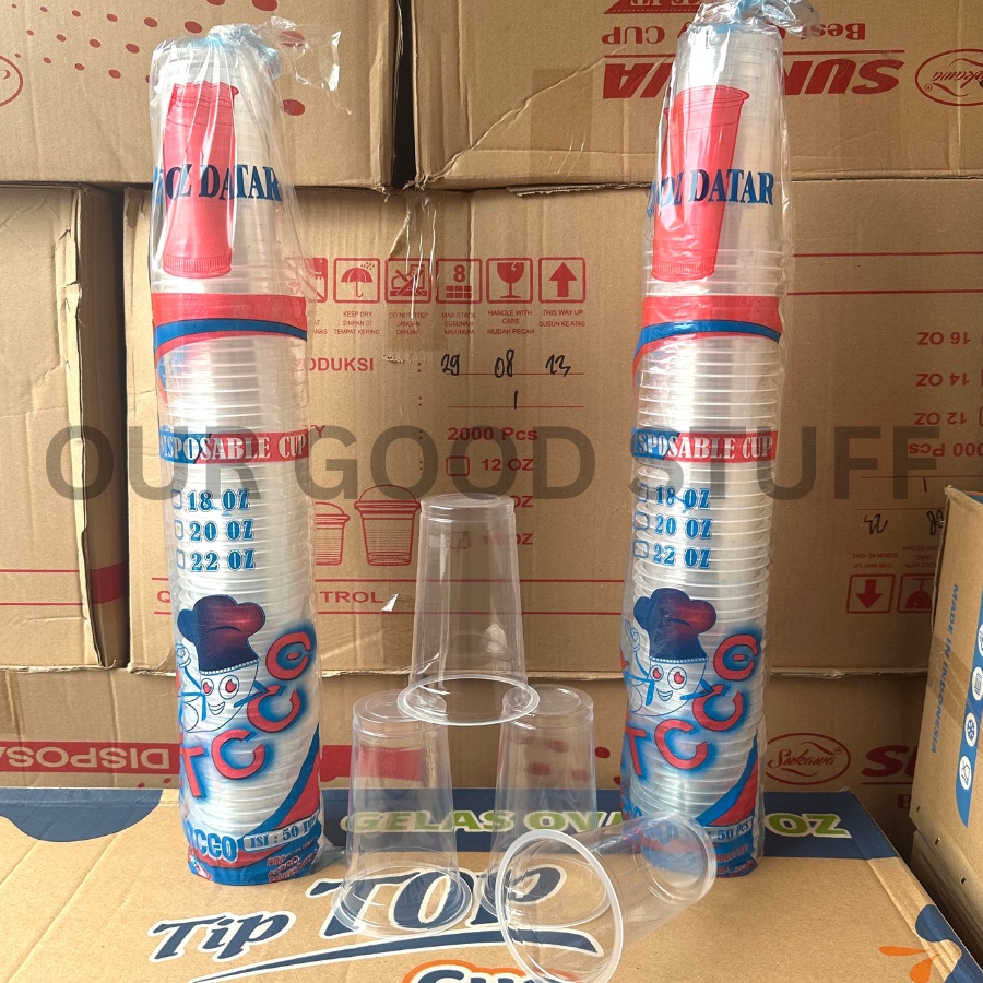 MEGA SALE Gelas Plastik ATCCO 18OZ Datar  Gelas Atcco Bening Datar 18oz bahan PP Tebal