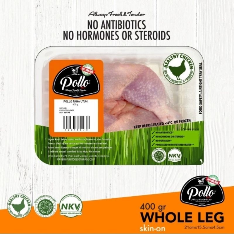 

Paha Ayam Utuh Fresh Probiotik / Pollo Whole Leg Chicken - 400 gram