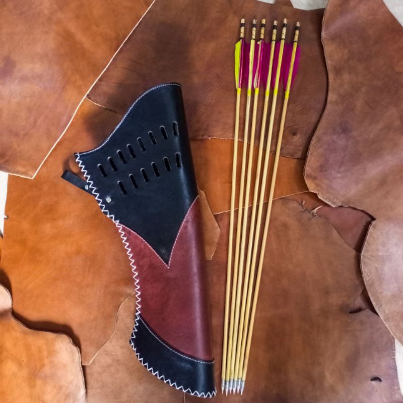 Quiver kulit sapi asli side pinggang panah panahan archery