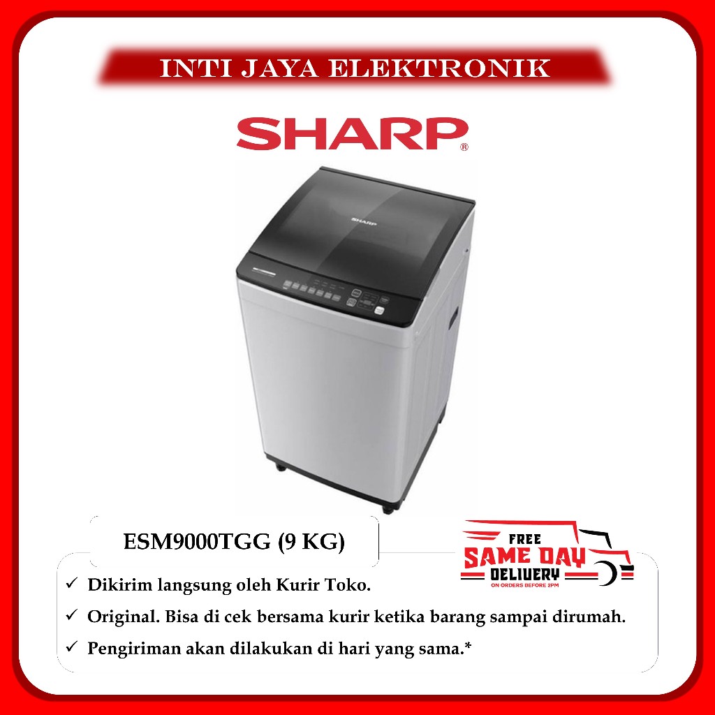 MESIN CUCI SHARP 9 KG TOP LOADING ESM9000TGG 9KG ESM9000 ESM 9000 TGG 9000TGG ESM9