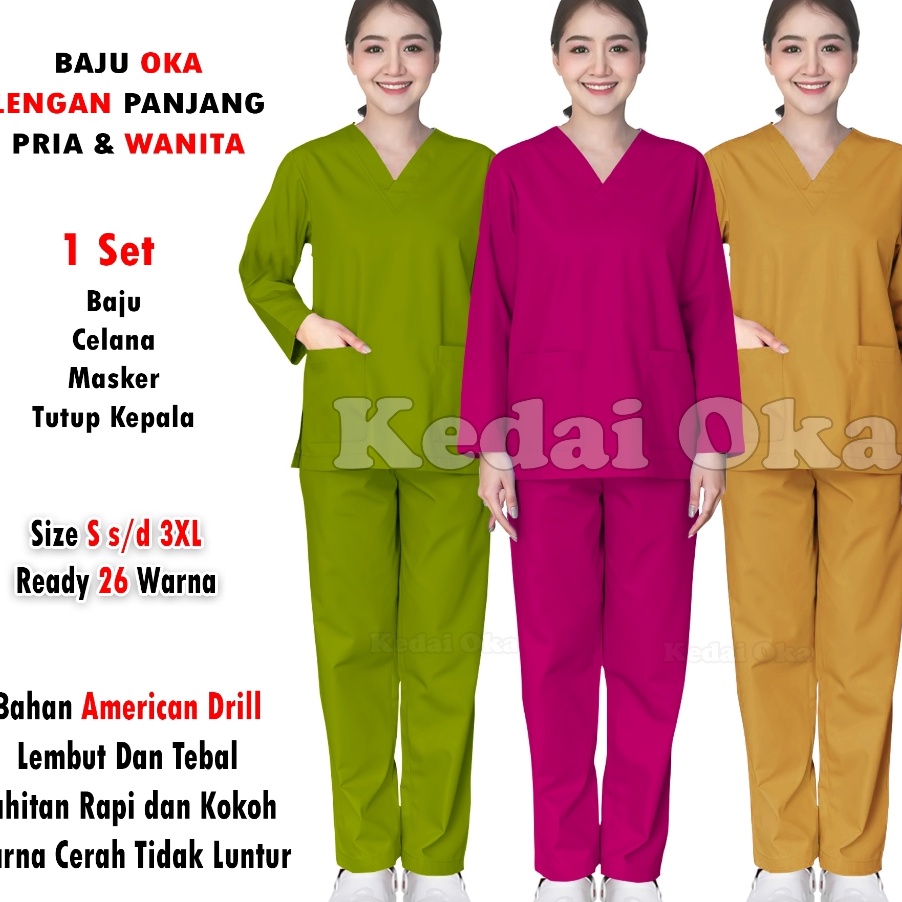 STOK SIAP COD Baju Oka Perawat  Baju Ok Medis  Scrub Ok dokter  Baju Stenen Bidan  Baju Jaga Perawat