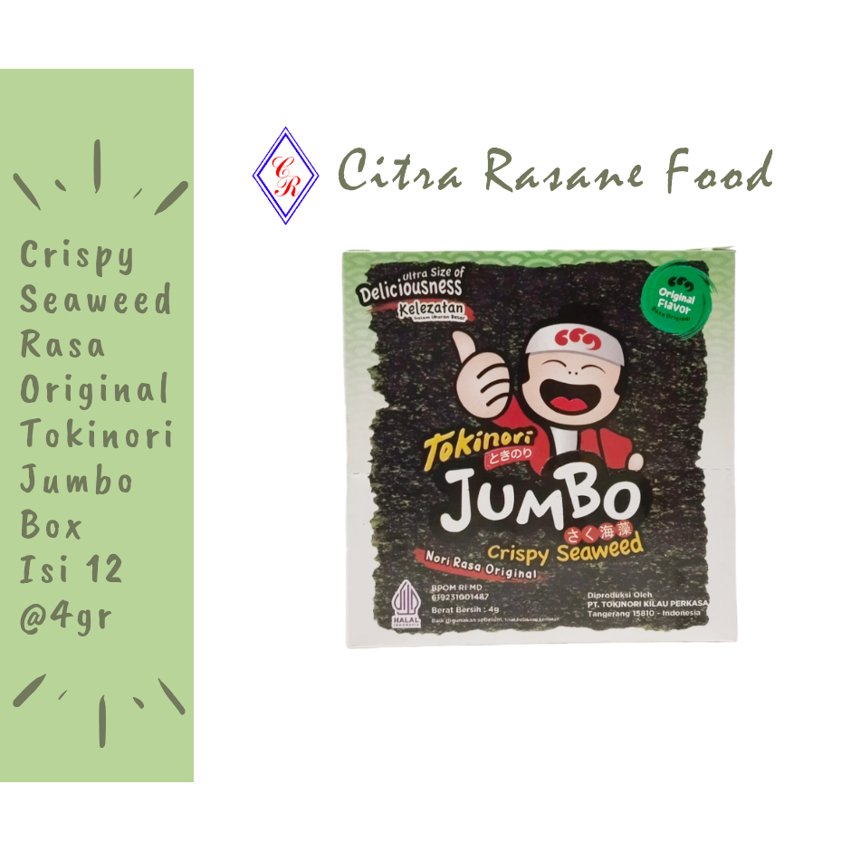 

Crispy Seaweed / Rumput Laut Nori Rasa Original Tokinori Jumbo Box Isi 12 @4gr Halal