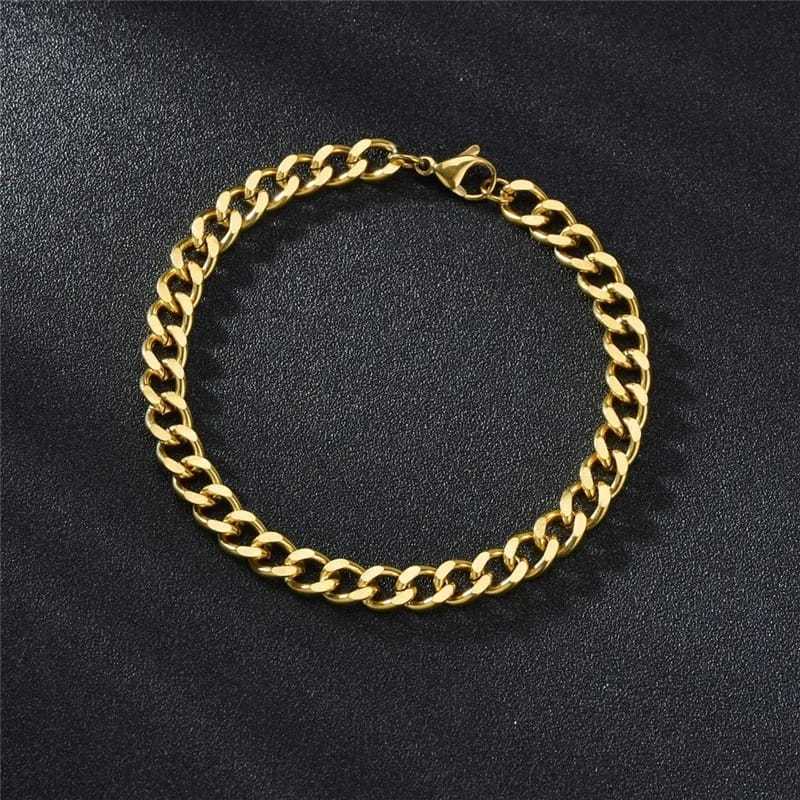 GELANG RANTAI GOLD WANITA PRIA / Gelang Pria Rantai Titanium Asli Original Warna Gold