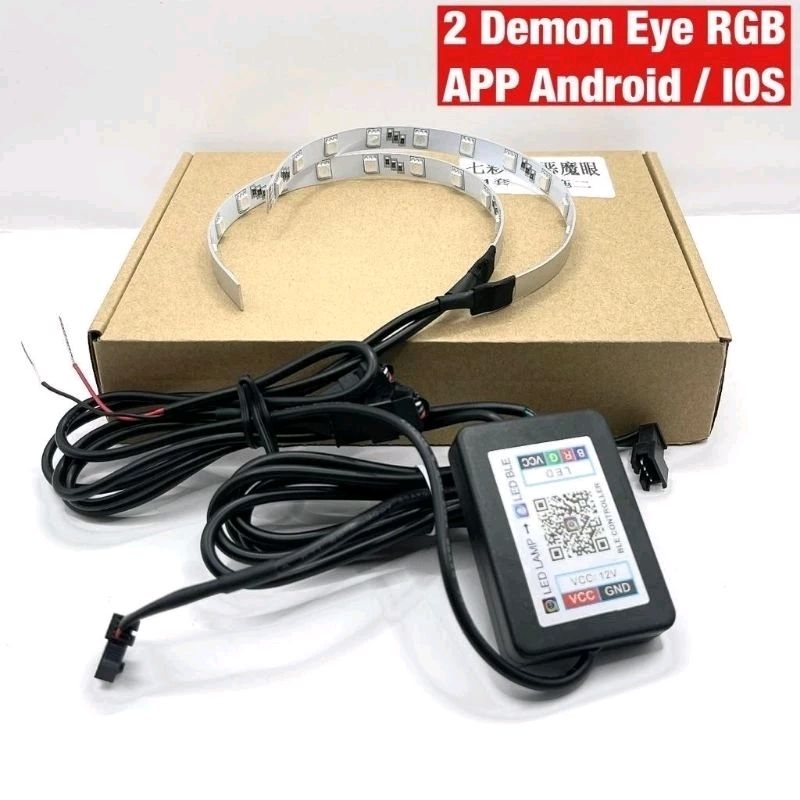 LAMPU DEMON EYE RGB 2 12LED APP SEPASANG DEMON BILED PROJECTOR MOTOR MOBIL RGB