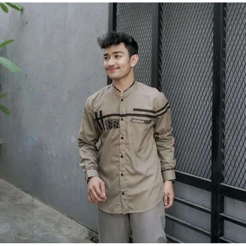 BAJU KOKO  EL RUMII LENGAN PANJANG MOTIF HASTAG PRIA