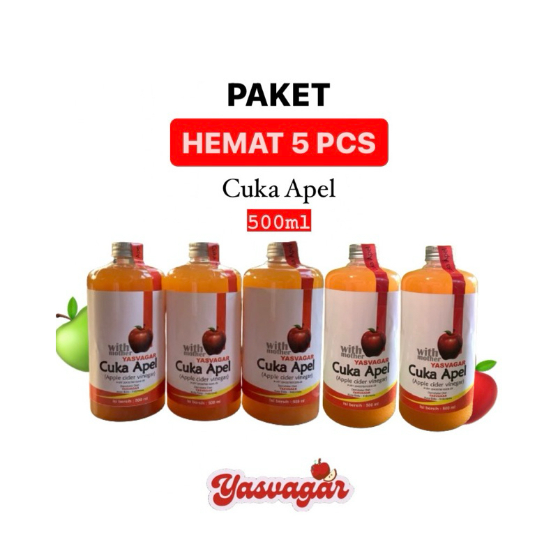 

PAKET HEMAT CUKA APEL 5PCS - DIET DETOKS - APPLE CIDER VINEGAR - TONER WAJAH ALAMI