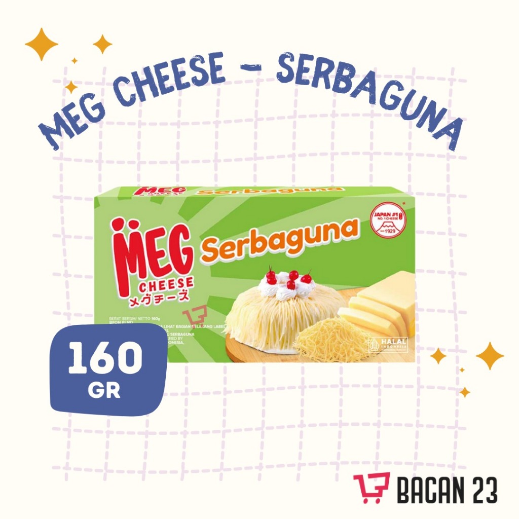 

Meg Keju Cheddar Serbaguna ( 160 gr) / Keju Parut / Keju Olahan / Keju Batang / Bacan 23 - Bacan23