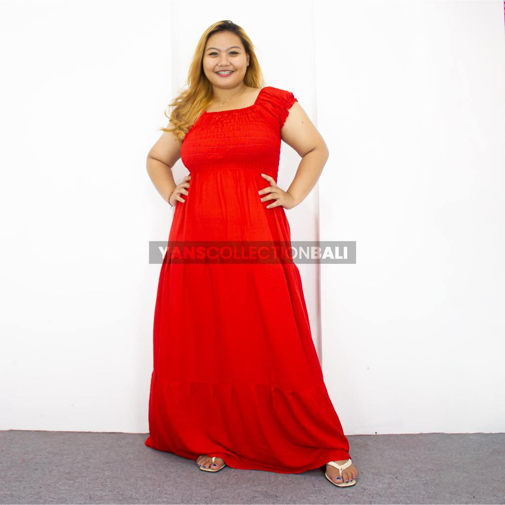 Daster jumbo canda kerut susun lengan pendek dress