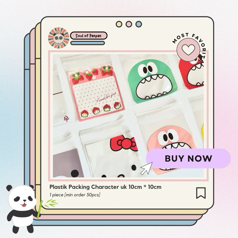 Kemasan Kantong Plastik Karakter Cookies Biskuit Coklat Aksesoris Ukuran Medium Food Grade 10x10cm
