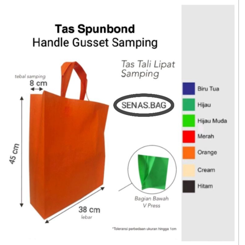

Goodie Bag (Per 1 PCS) Tas Spunbond Tas Furing Ukuran 38x45x8 cm Tas Hajatan Tas Souvenir Tas Belanja