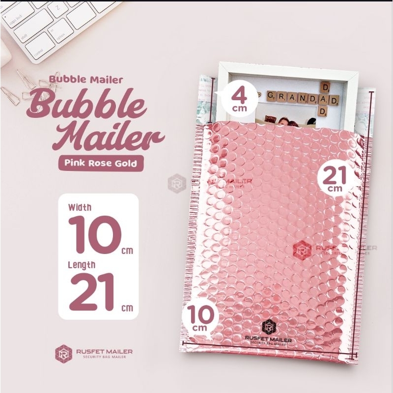 

Amplop Plastik Bubble Mailer Pink Rose Gold Envelope Bubble Mailer Metalizing 10X17 10X21