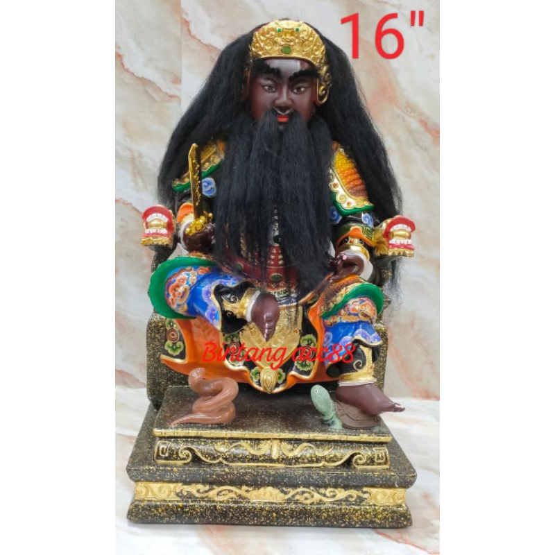 patung dewa siong te kong/ hian tian Shang ti -kayu taiwan - 16inch