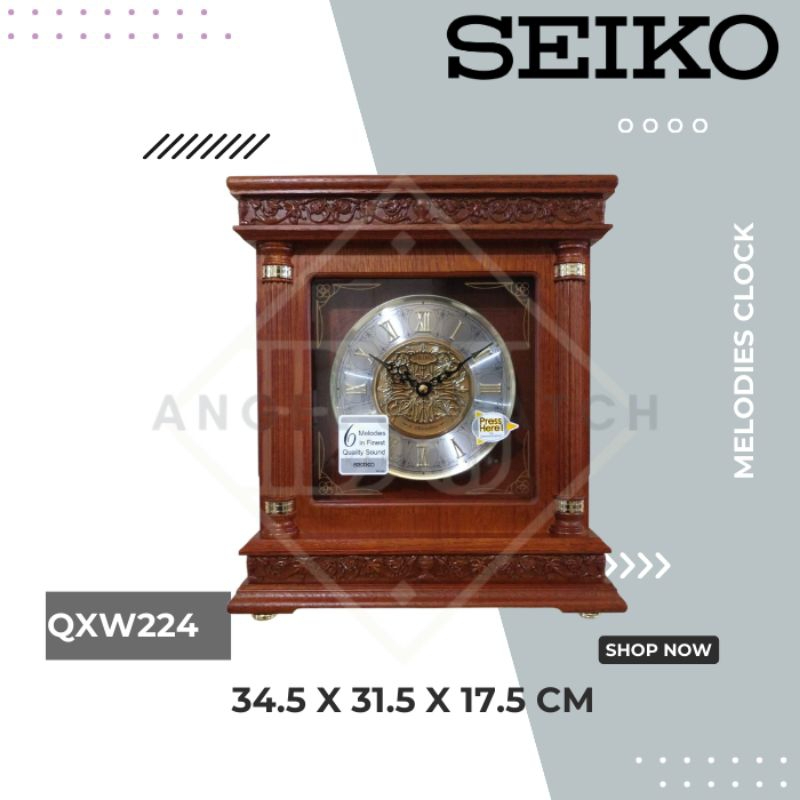 jam meja qxw224 seiko kayu asli