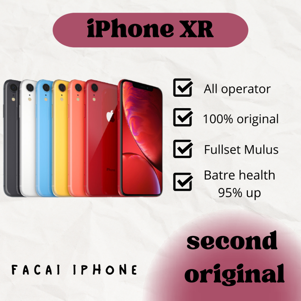 iPhone XR 64GB/128GB/256GB BH:100% second/bekas fullset original 100% mulus like new