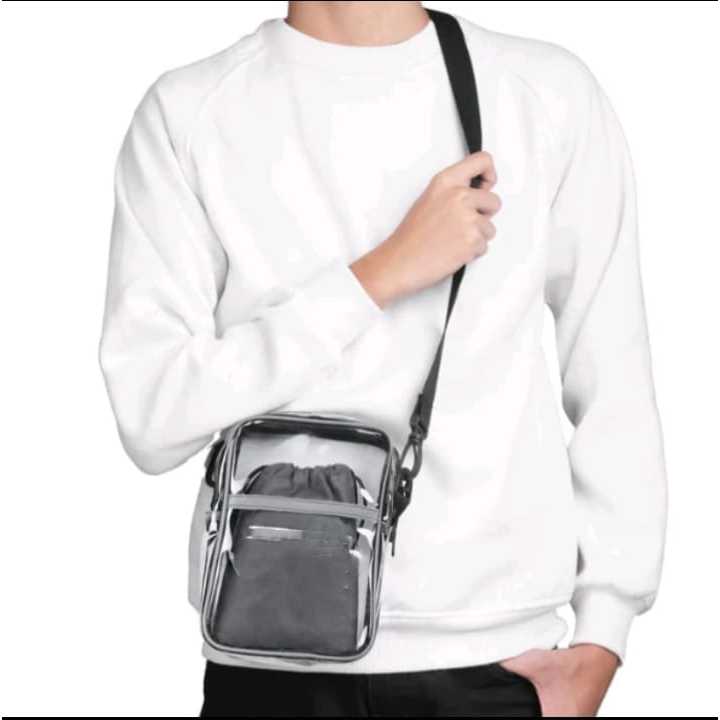 Tas Selempang Pouch Wanita Pria Transparan Sling Bag Casual