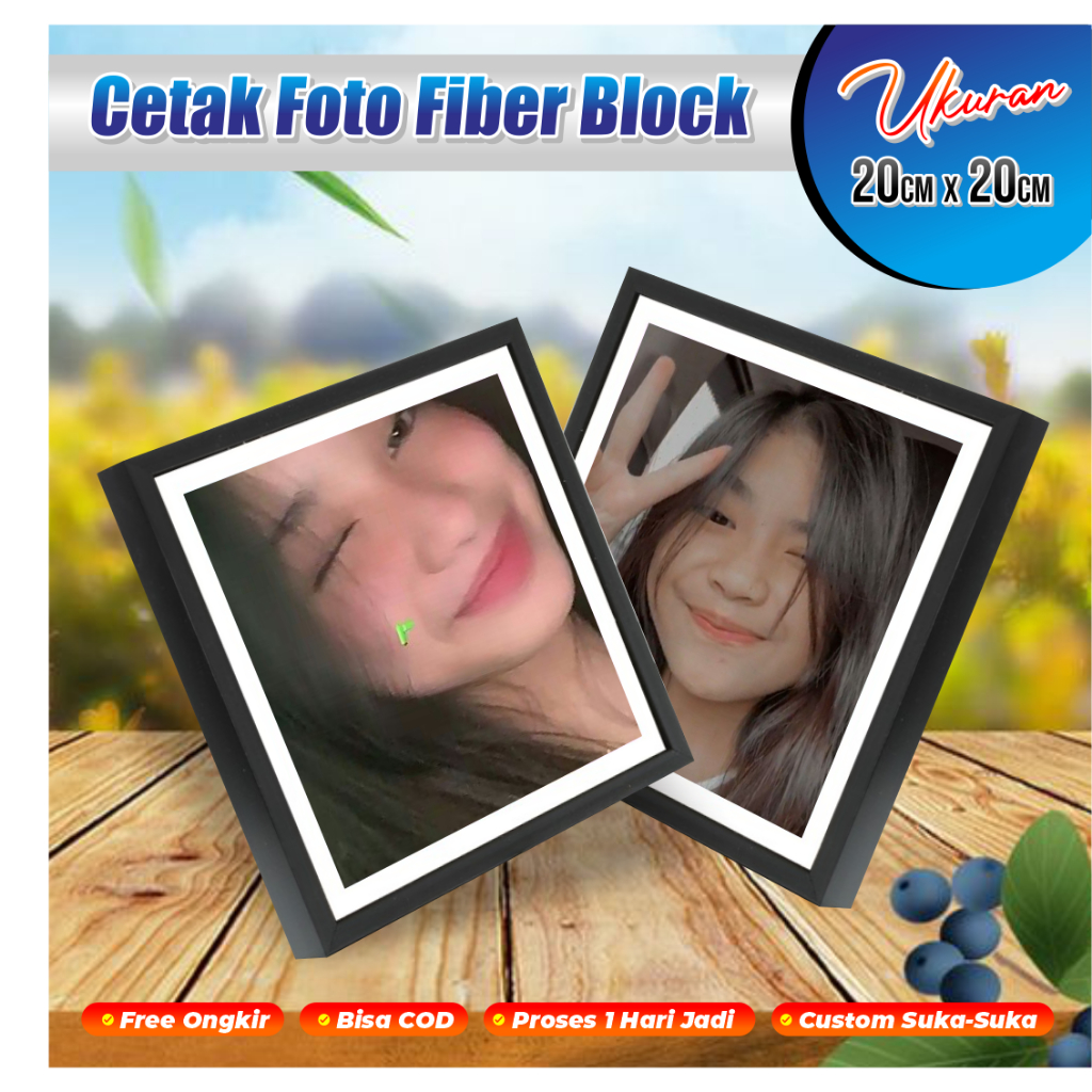 Proses 1 Hari Jadi - Cetak Foto Kanvas Hitam + Bingkai Photowall Tinggal Tempel 20x20 Bingkai Fiber 