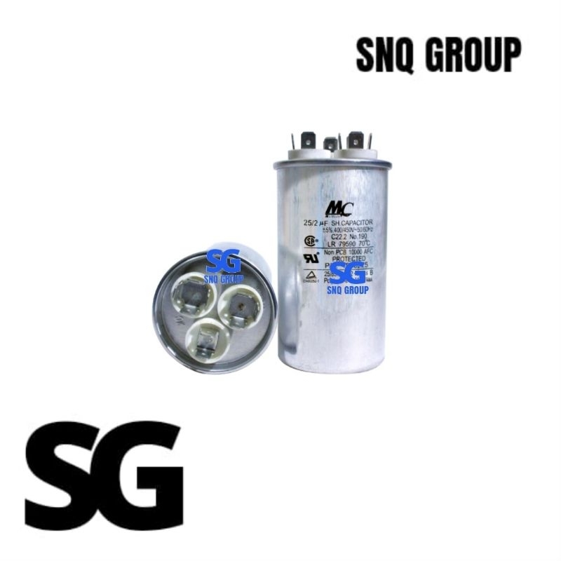 Capasitor ac 3/4 PK 25/2 uf MC - Kapasitor MC 25+2 mikro untuk AC 3/4pk LG, samsung, daikin, gree, c