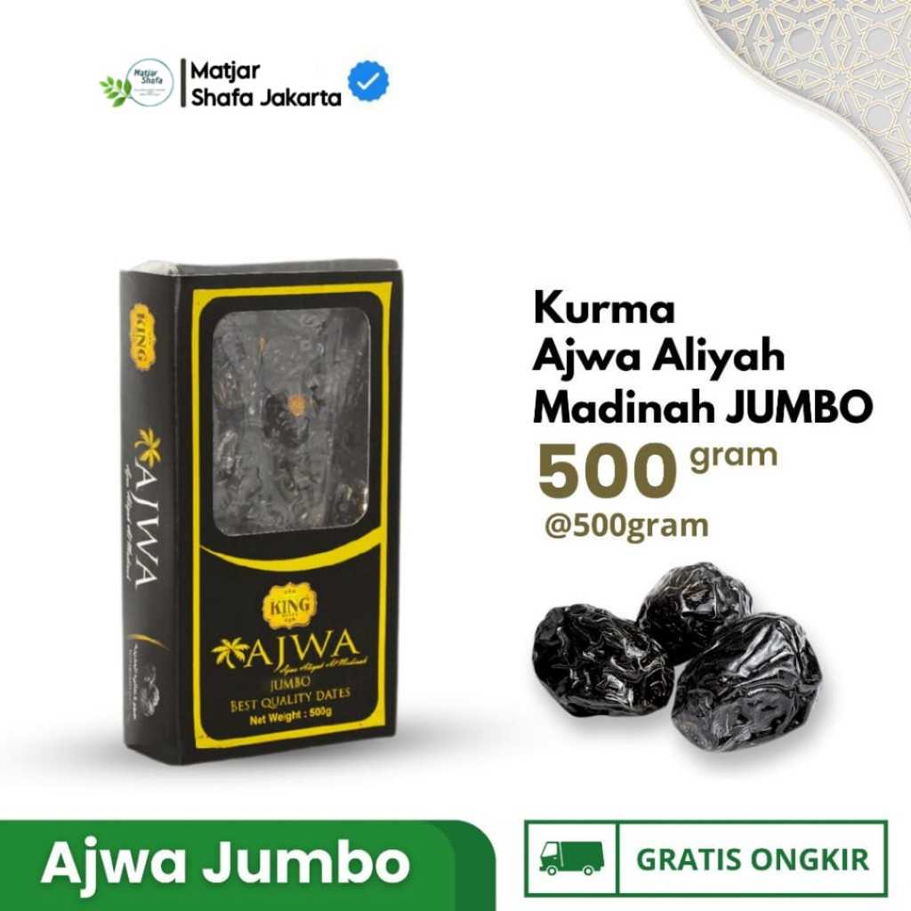 

King Dates Ajwa Jumbo Syifa 500gr Kurma Nabi Ajwa Madinah Premium