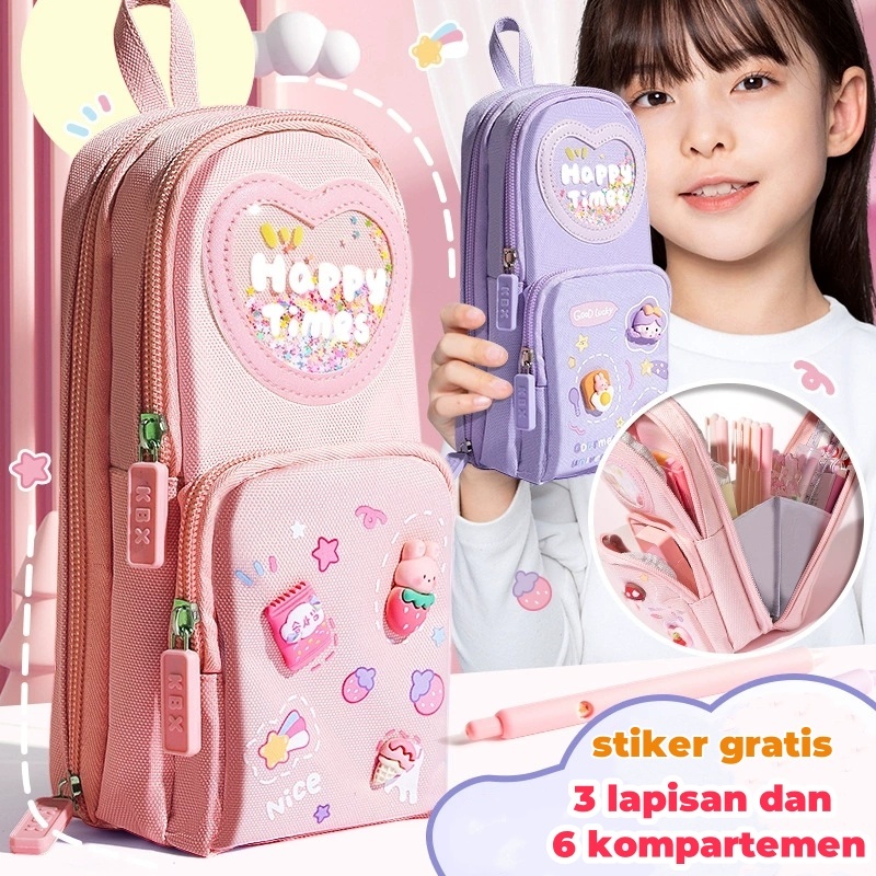 

【Dengan stiker gratis】pencil case hiasan karakter tas lucu korea kapasitas besar kotak pensil aesthetic pencil case large tempat pensil pen pouch lucu stationery organize Anak Kawaii Pensil Perempuan Kantor Siswa Alat Tulis Organizer Perlengkapan Sekolah